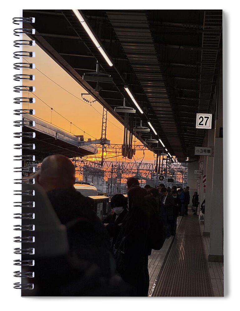 Train Station at Sunset - Spiral Notebook
