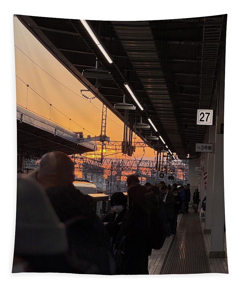 Train Station at Sunset - Tapestry