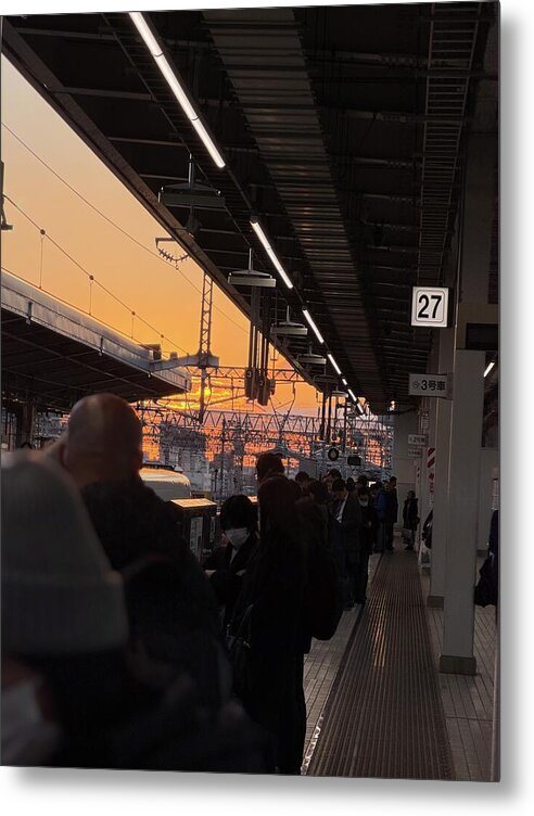 Train Station at Sunset - Metal Print