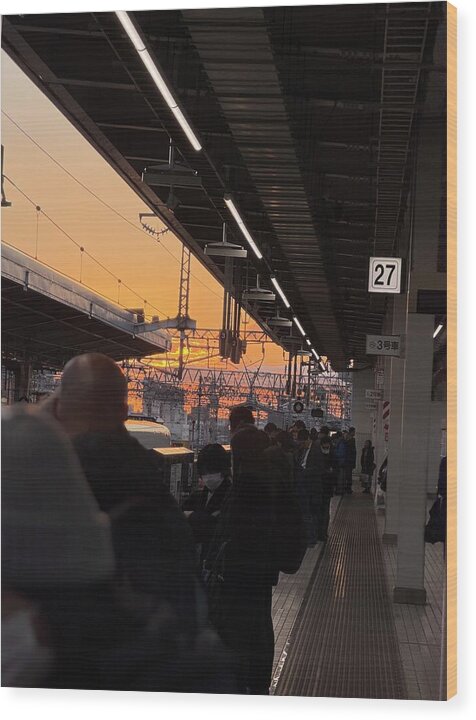 Train Station at Sunset - Wood Print
