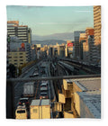 Urban Sunset Over Railway and Traffic - Blanket