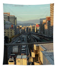 Urban Sunset Over Railway and Traffic - Tapestry