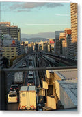 Urban Sunset Over Railway and Traffic - Greeting Card